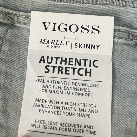 Nwt Vigoss Women's Light Blue Distressed Marley Mid Rise Skinny Jeans Size 26x27 - Picture 4 of 6